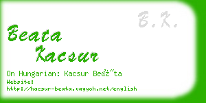 beata kacsur business card